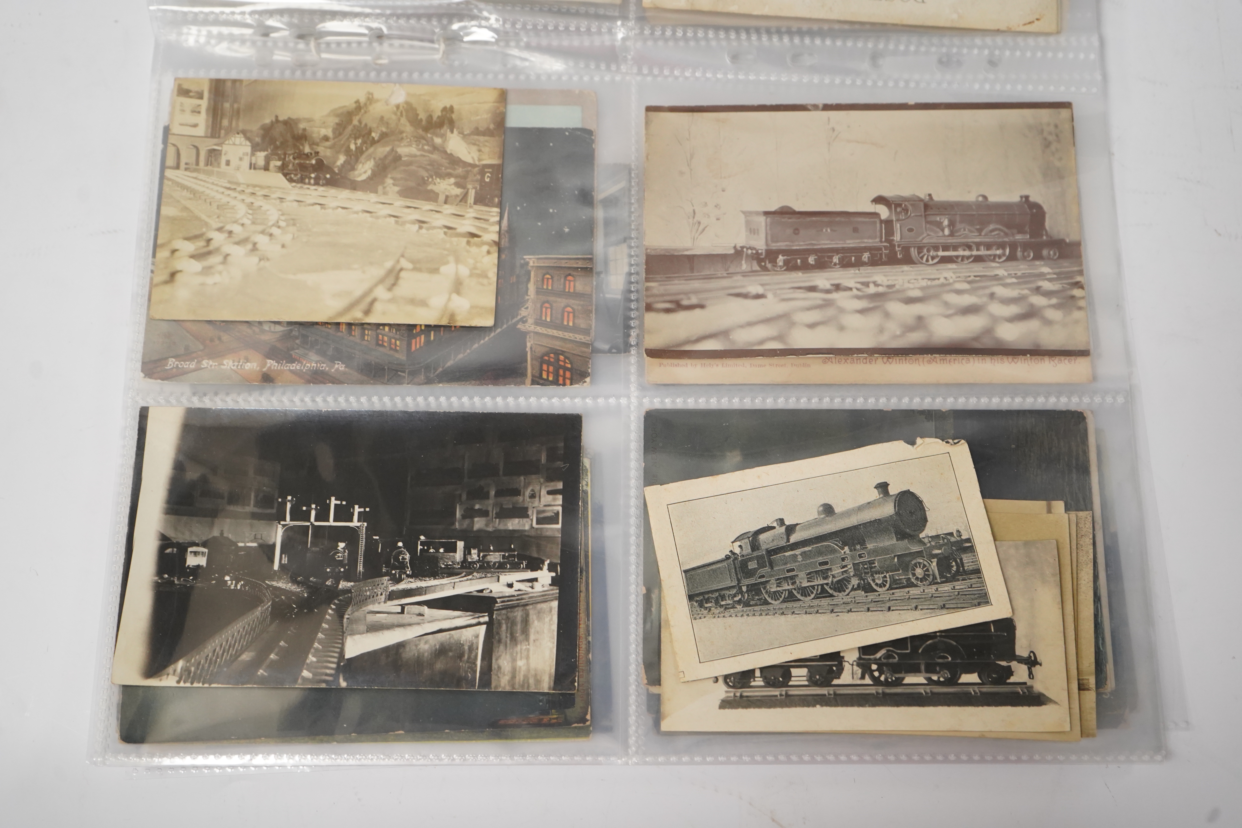 A group of eighty eight assorted vintage postcards, including American topography, rail accidents and motoring.